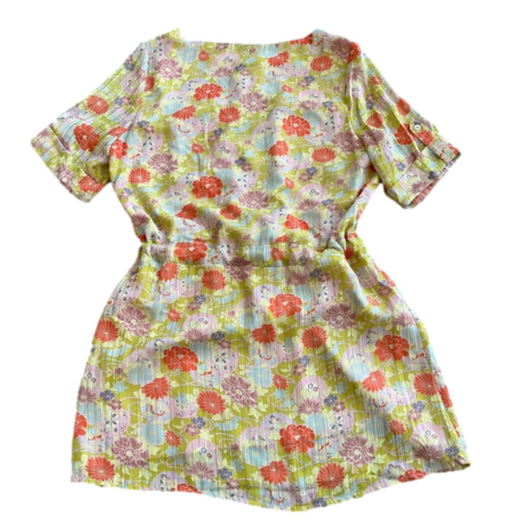 BCBGMAXAZRIA Floral Print Chinoiserie Mini Dress, Drawstring Waist, Size Large - Picture 10 of 11